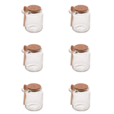 Kit 6 Potes de Vidro Tampa Rolha com Colher Bambu 240ml - Ela Decora